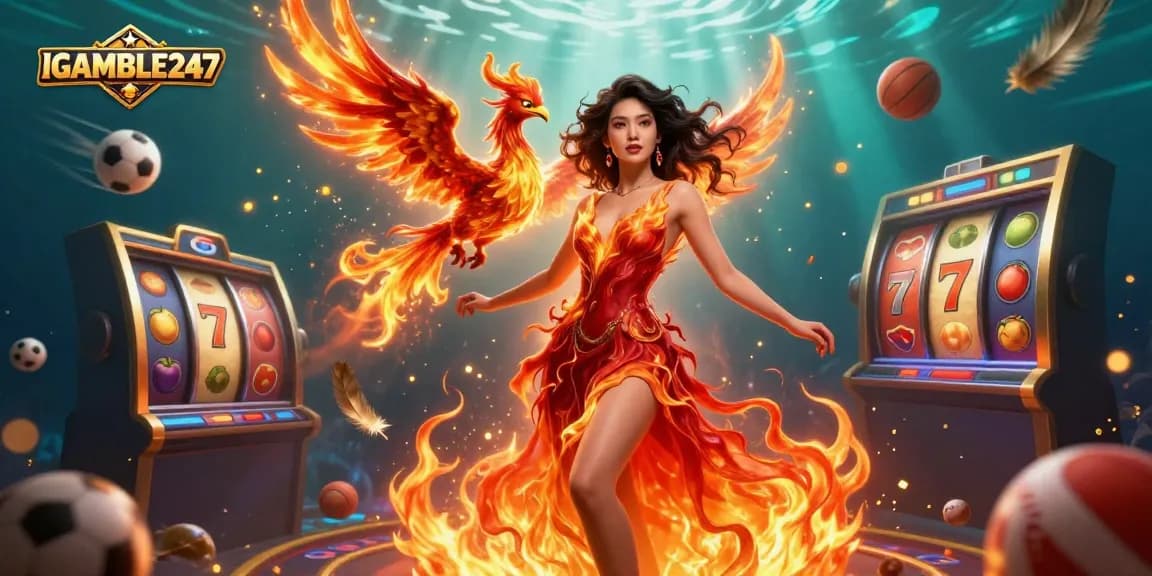 Spin the reels and soar to victory with IGAMBLE247 amidst vibrant casino elements!