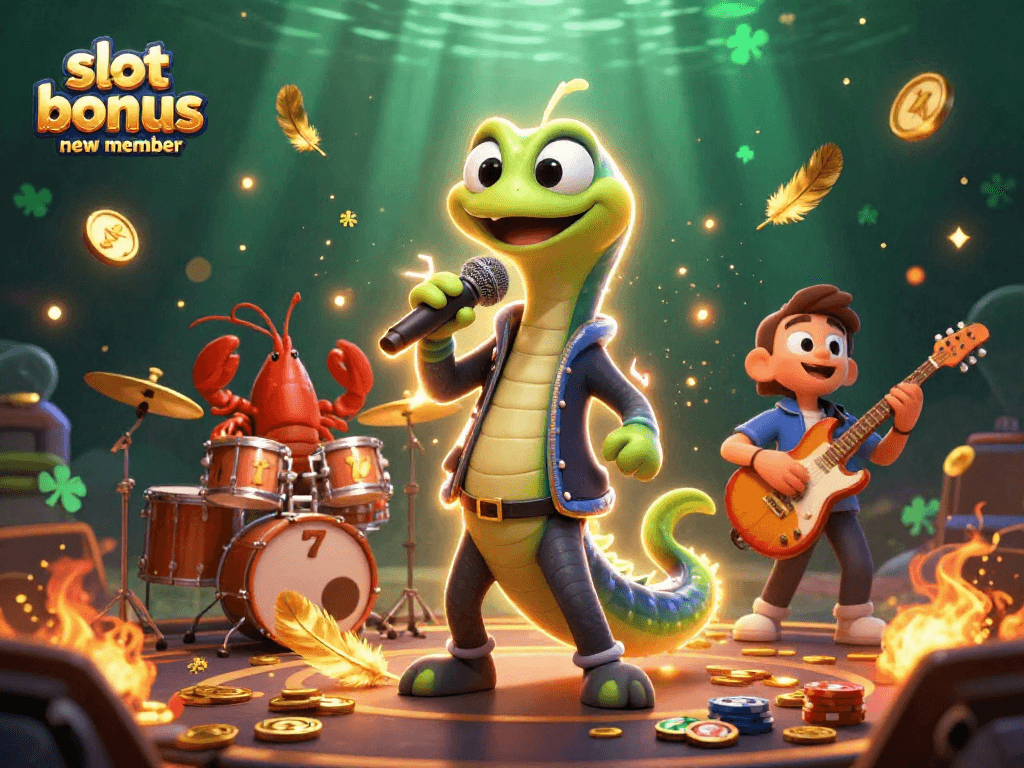 Engage in the excitement of a 3D underwater casino featuring slot bonus new member characters performing.