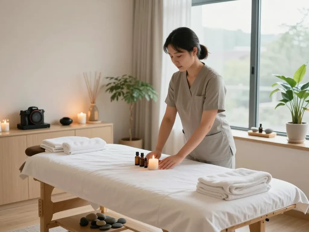 Experience a relaxing 논현동마사지 in a serene therapy studio filled with soothing ambiance and natural light.