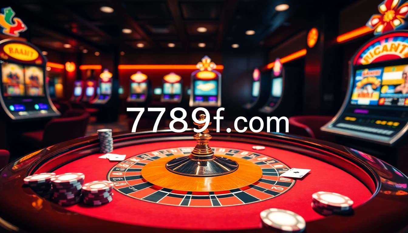 Experience the excitement of 789f.com at a luxurious casino with roulette and poker.