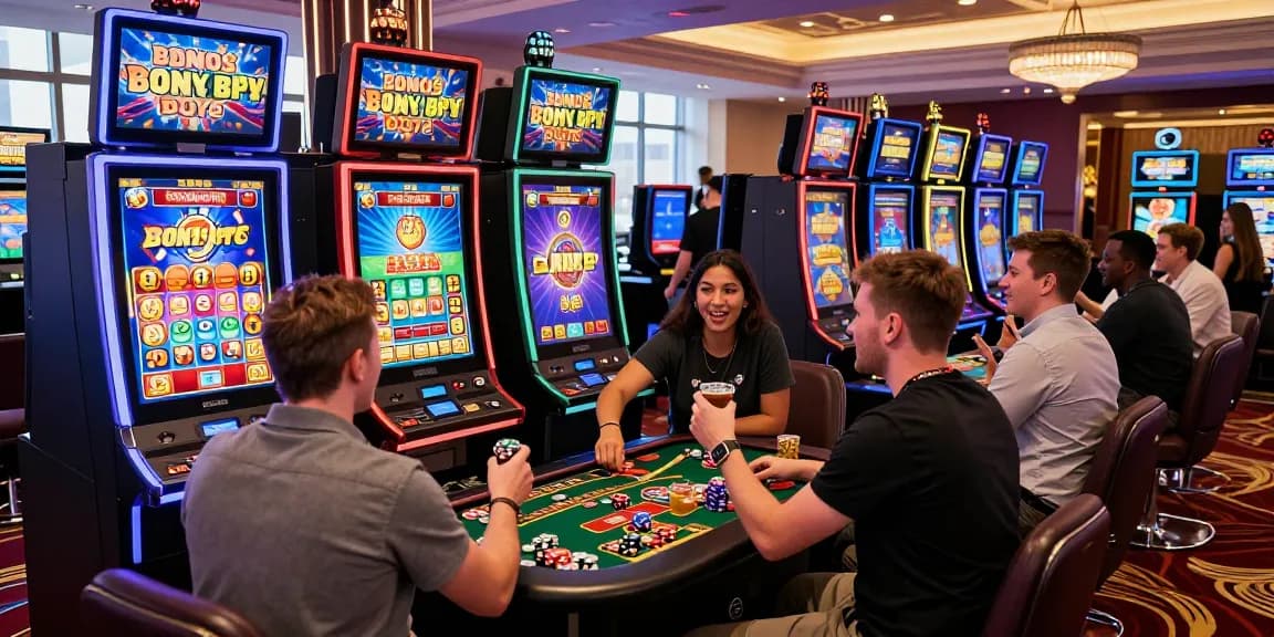 People enjoying Bonus Buy slots at chagency.co.uk recommended casinos, showcasing vibrant gameplay and social fun.