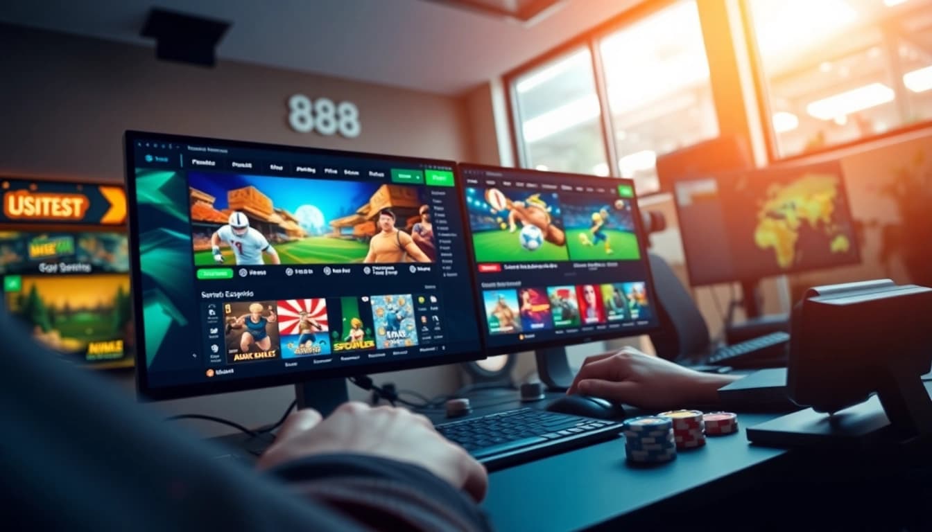 Exciting gaming interface of 888new, showcasing sports betting and casino games.