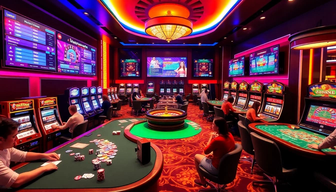 Experience thrilling gameplay at https://thabet.vegas/ casino with vibrant tables and slot machines.
