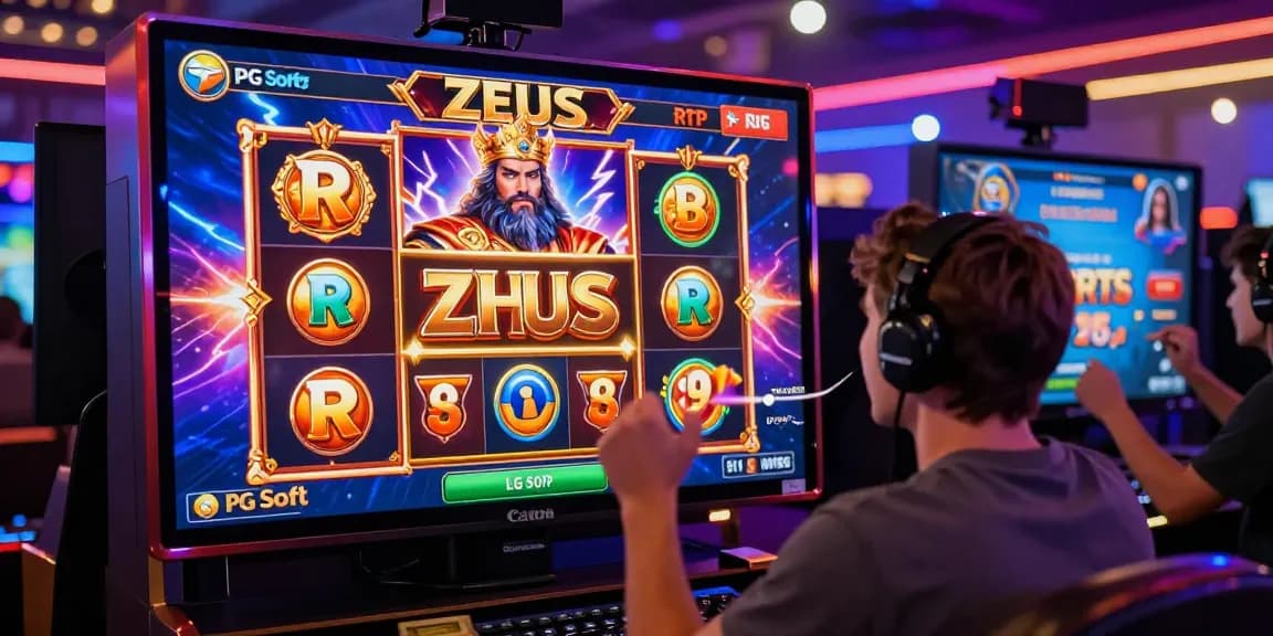 Player celebrating a big win on slot zeus game with vibrant graphics