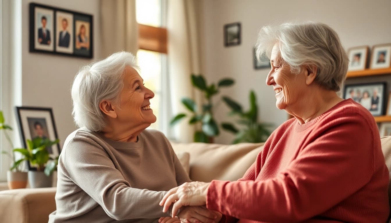 Discovering the benefits of in home respite care through a caregiver's compassionate interaction with a senior.