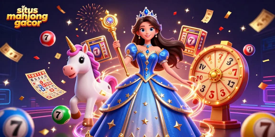 Experience the excitement of 'situs mahjong gacor' with vibrant slot reels and magic in a dynamic casino scene.