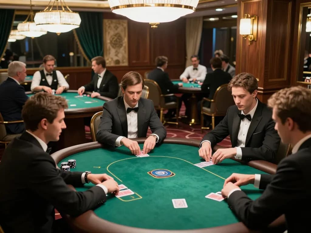 Players engaged in a strategic poker game in the luxurious BUKA77 VIP room.