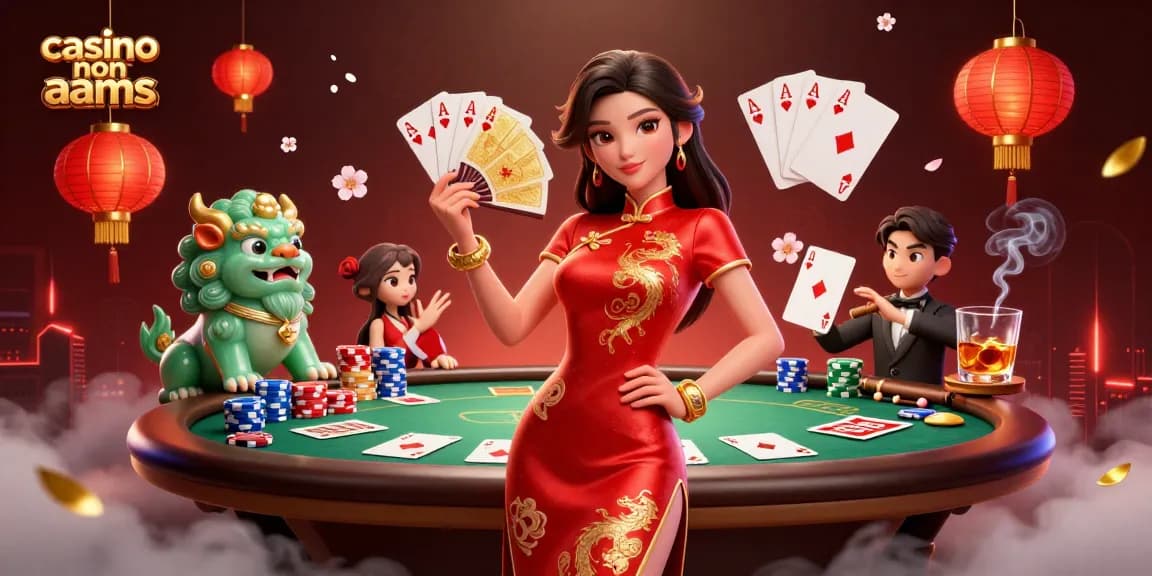 Interagisci con i casinò non AAMS attraverso un'illustrazione vivace che mostra una donna elegante e elementi di gioco d'azzardo.