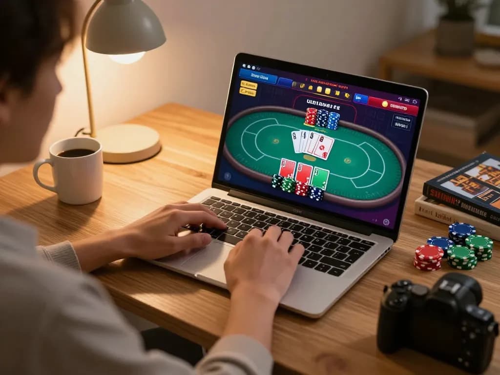 N188 player's engaging in online poker from cozy home setup, highlighting modern gambling strategies.