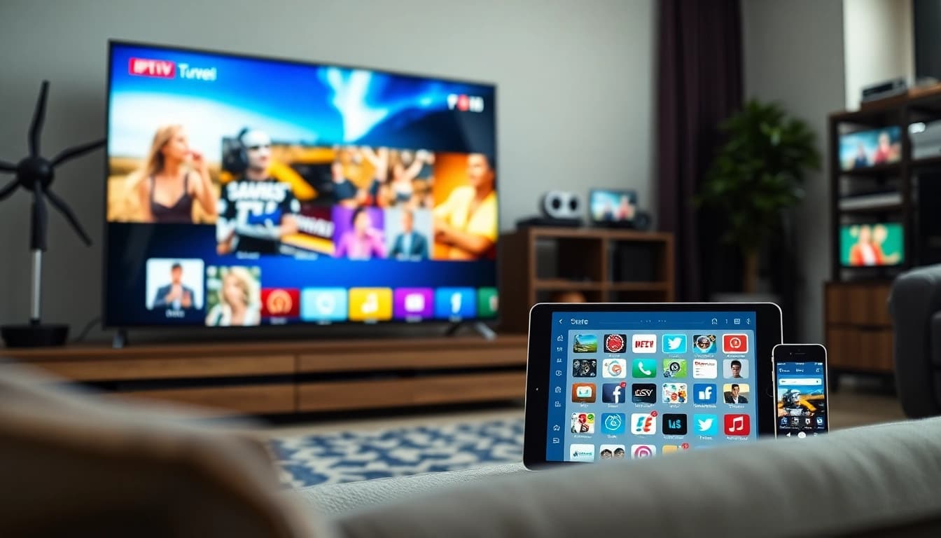Engage with iptv smarters on multiple devices featuring vibrant streaming interfaces.