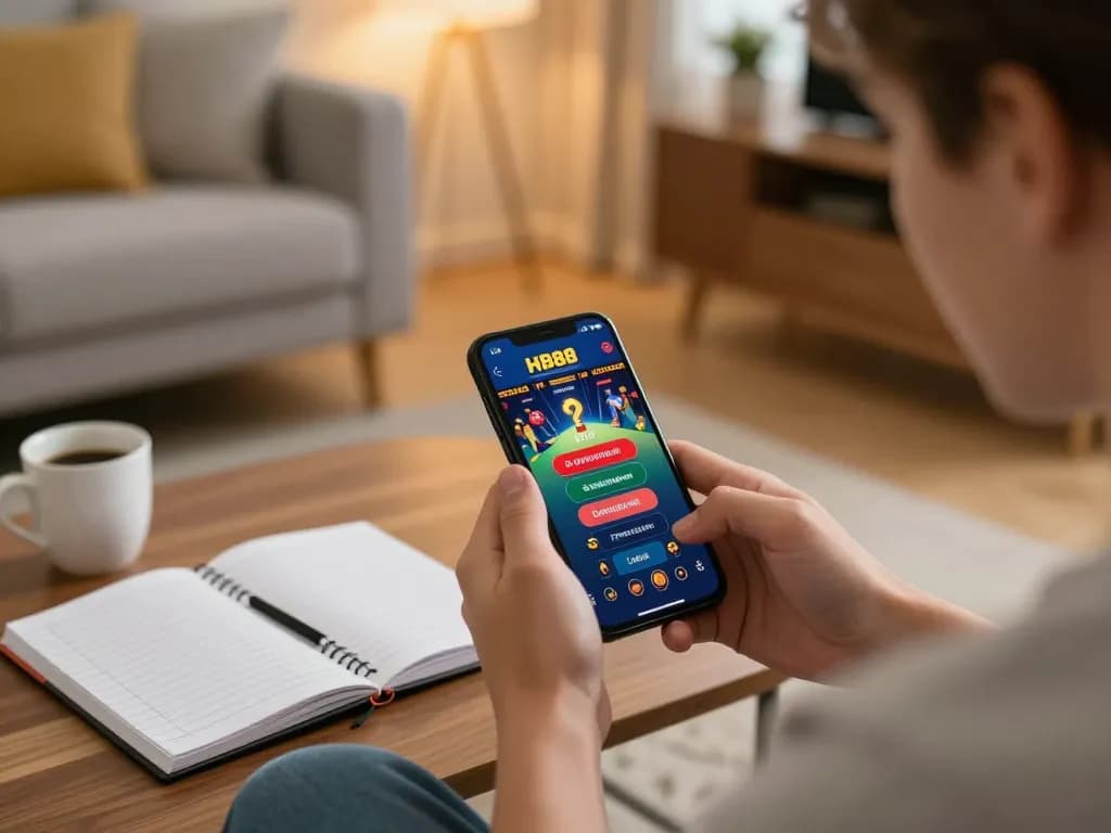 Engaging in HB88's online casino app while practicing responsible gaming in a cozy setting