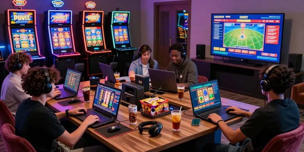 Engaging online casino experience on https://sssk.org.uk with diverse players enjoying vibrant games and bonuses in a lively home setting.