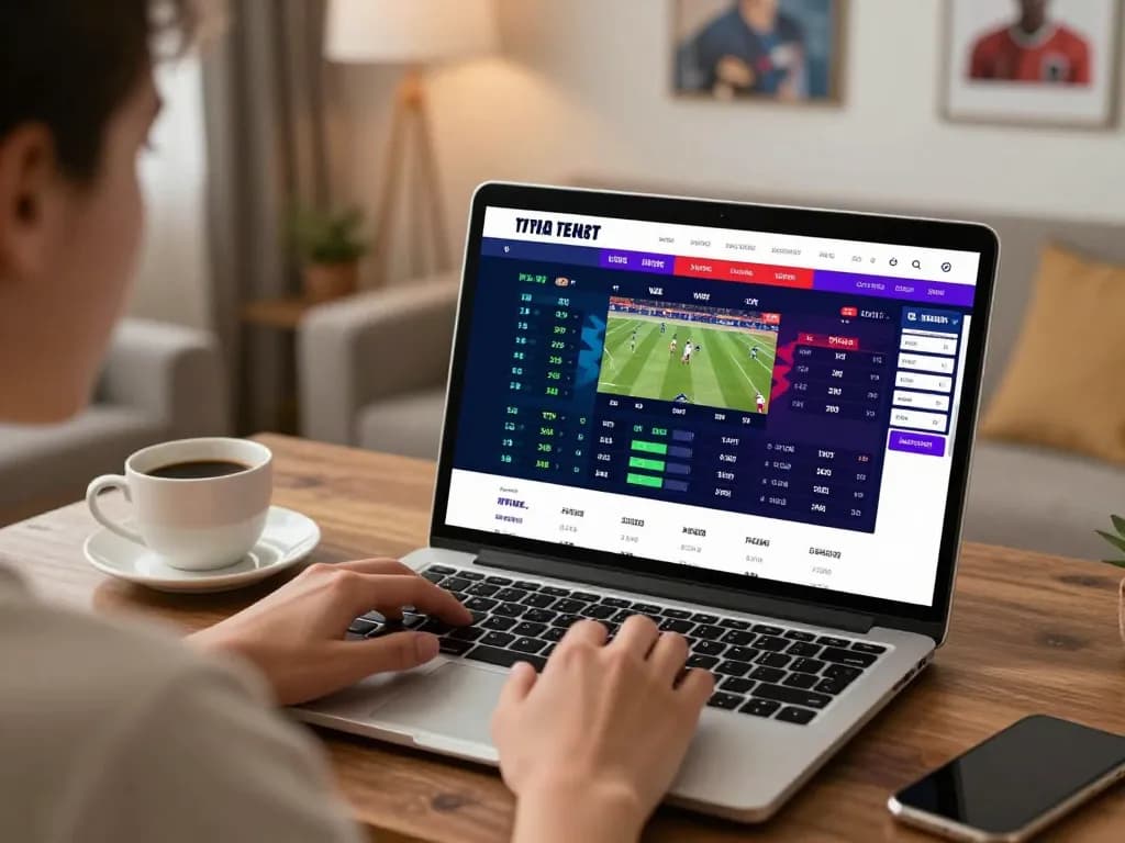 Engaging in Kèo nhà cái 5 action while placing bets on a laptop in a cozy setting