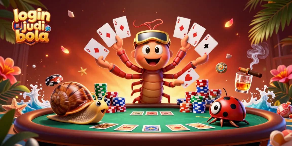 Engage in fun with login judi bola using vivid casino characters, cards, and chips.