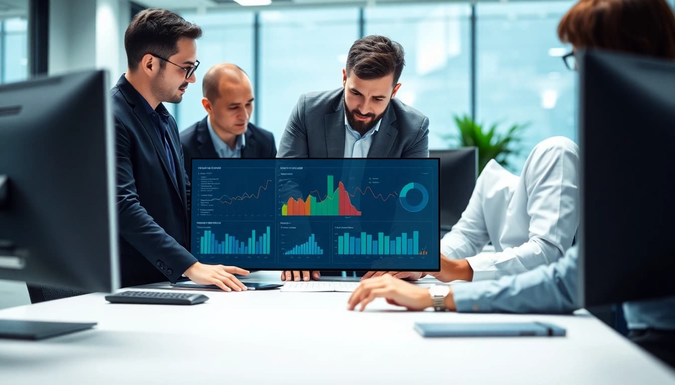 Enhancing Cost-Effective IT Management strategies through team collaboration in a modern office.