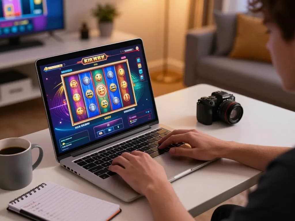 pemain hotelleonardvinci terlibat dalam slot online di ruang kerja rumah yang nyaman