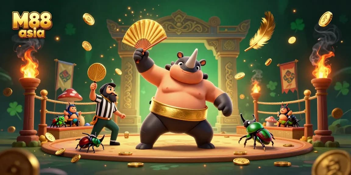 Experience the thrill of M88 asia's betting with vibrant 3D illustration of exciting activities.