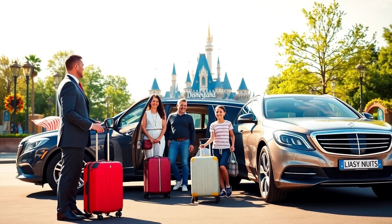 Experience Disneyland Paris airport transfer services with a welcoming family car pickup at the park.