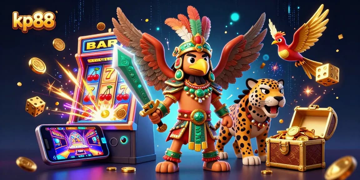 Engage with KP88’s exhilarating casino experience featuring vibrant slot machines and dynamic game characters.