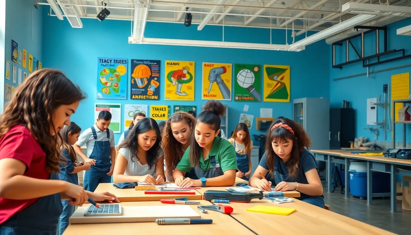 Students learning in trade schools oahu, showcasing hands-on training in a vibrant classroom.