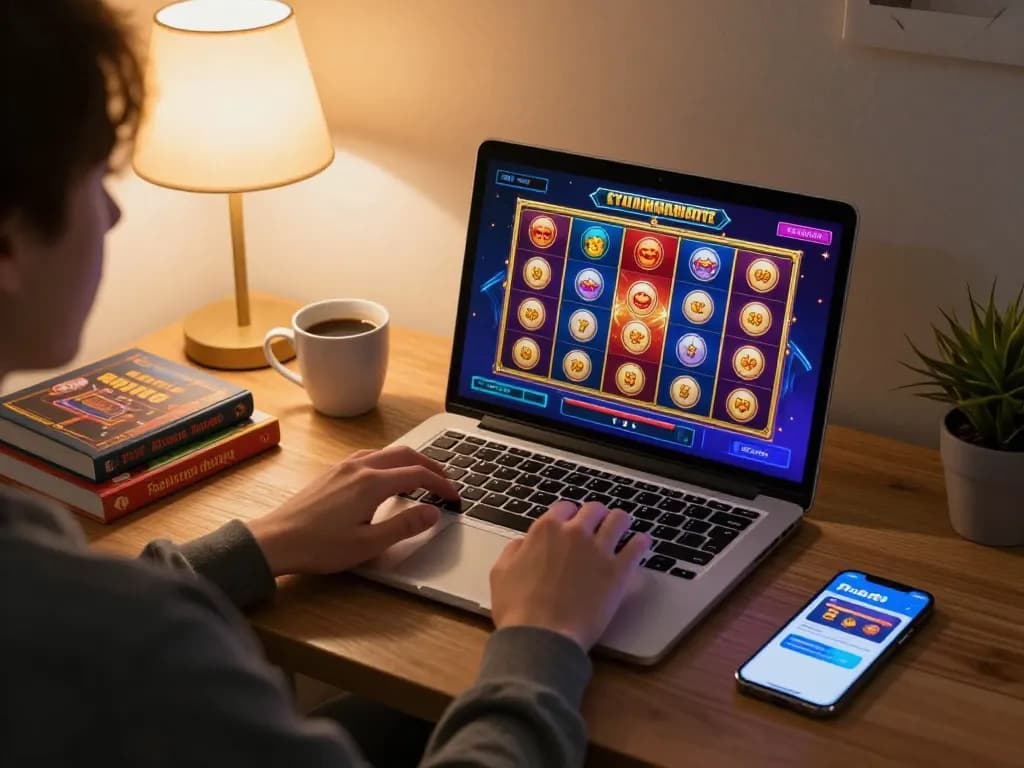 Engaging gameplay on pub88 with vibrant slot visuals and cozy home setup.