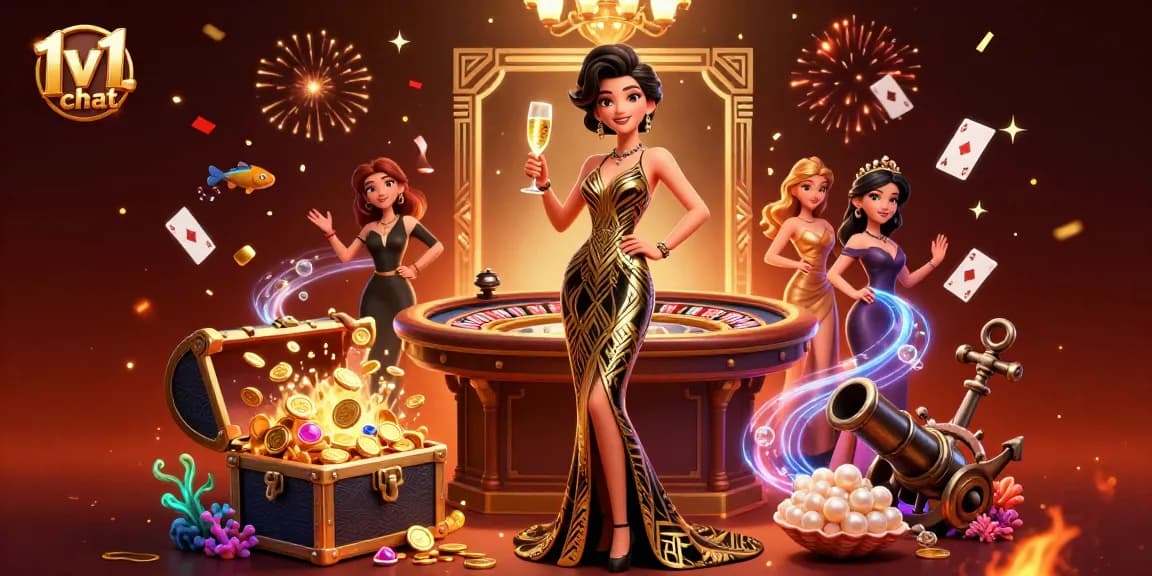 Engage in thrilling 1v1 chat experiences with elegant casino ambiance.