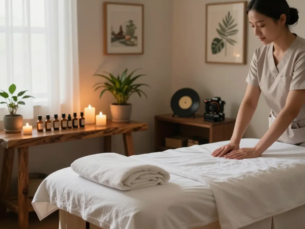 Discover the ultimate 역삼동마사지 experience in a calming therapy room filled with essential oils and natural light.