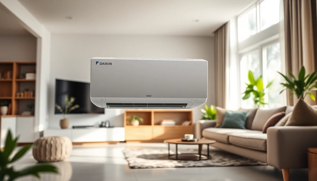 Install a Daikin mini split AC unit for efficient cooling in a contemporary living room.