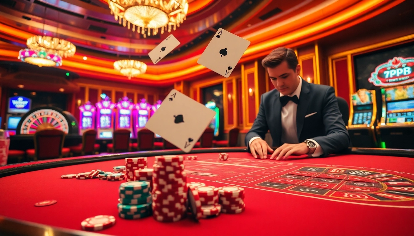 Experience thrilling gameplay at the 789P casino, featuring vibrant roulette wheels and colorful poker chips.