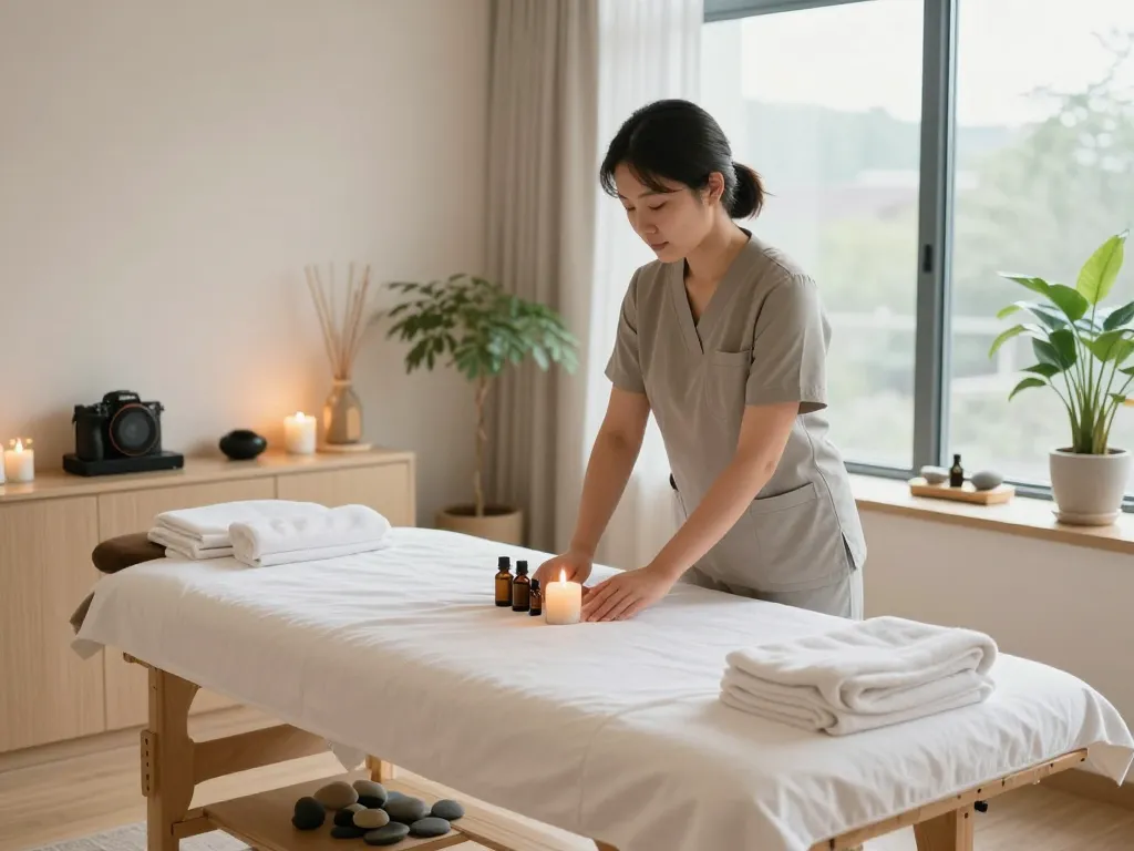 Experience a relaxing 논현동마사지 in a serene therapy studio filled with soothing ambiance and natural light.