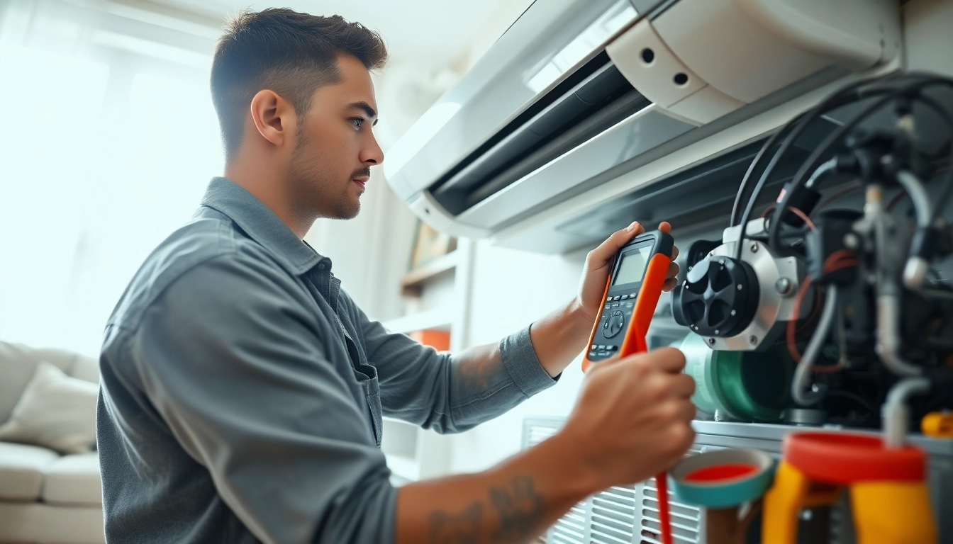 Expert providing HVAC Repair Tampa services, showcasing a technician fixing air conditioning.