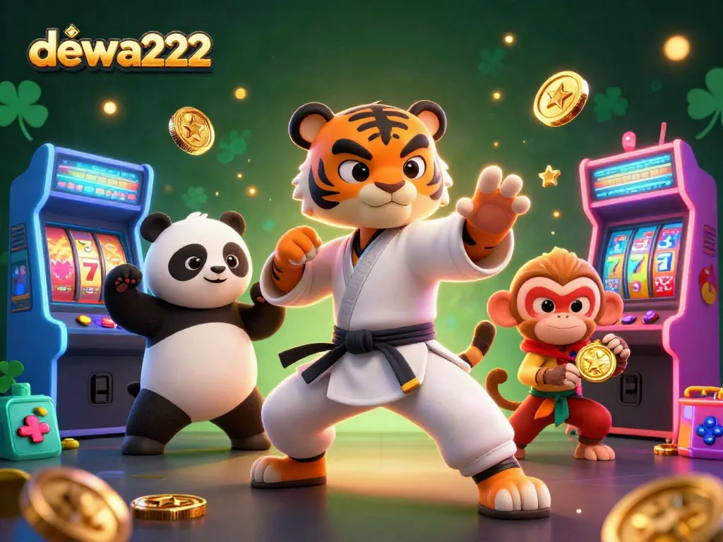 Win big on dewa222 with vibrant slots and playful characters in this lively casino scene.