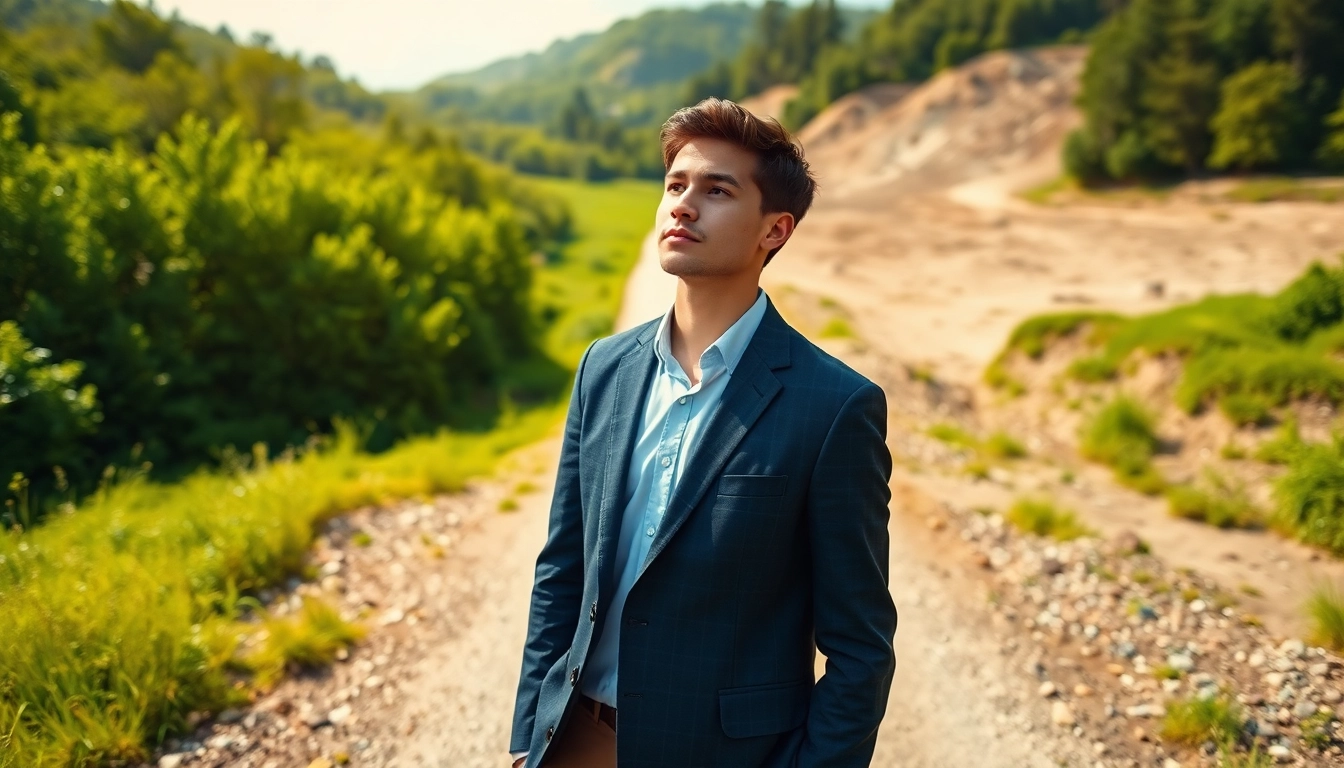 Find my true calling as a young adult chooses between two paths in a serene landscape.