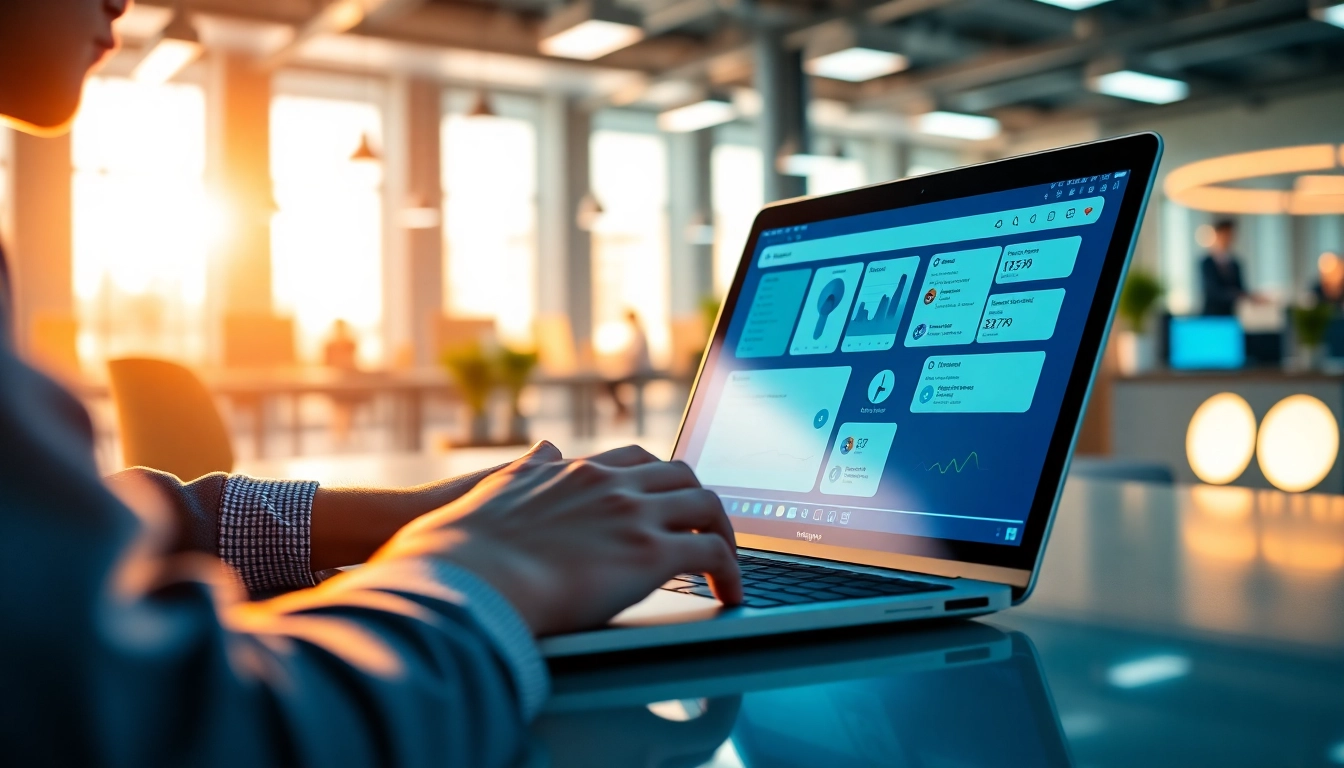 Engaging workspace showcasing enterprise assistant software, highlighting data analytics and collaboration.