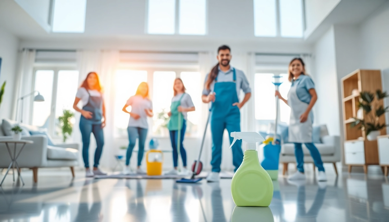 Searching for cleaning services near me with a professional team in a spotless home.