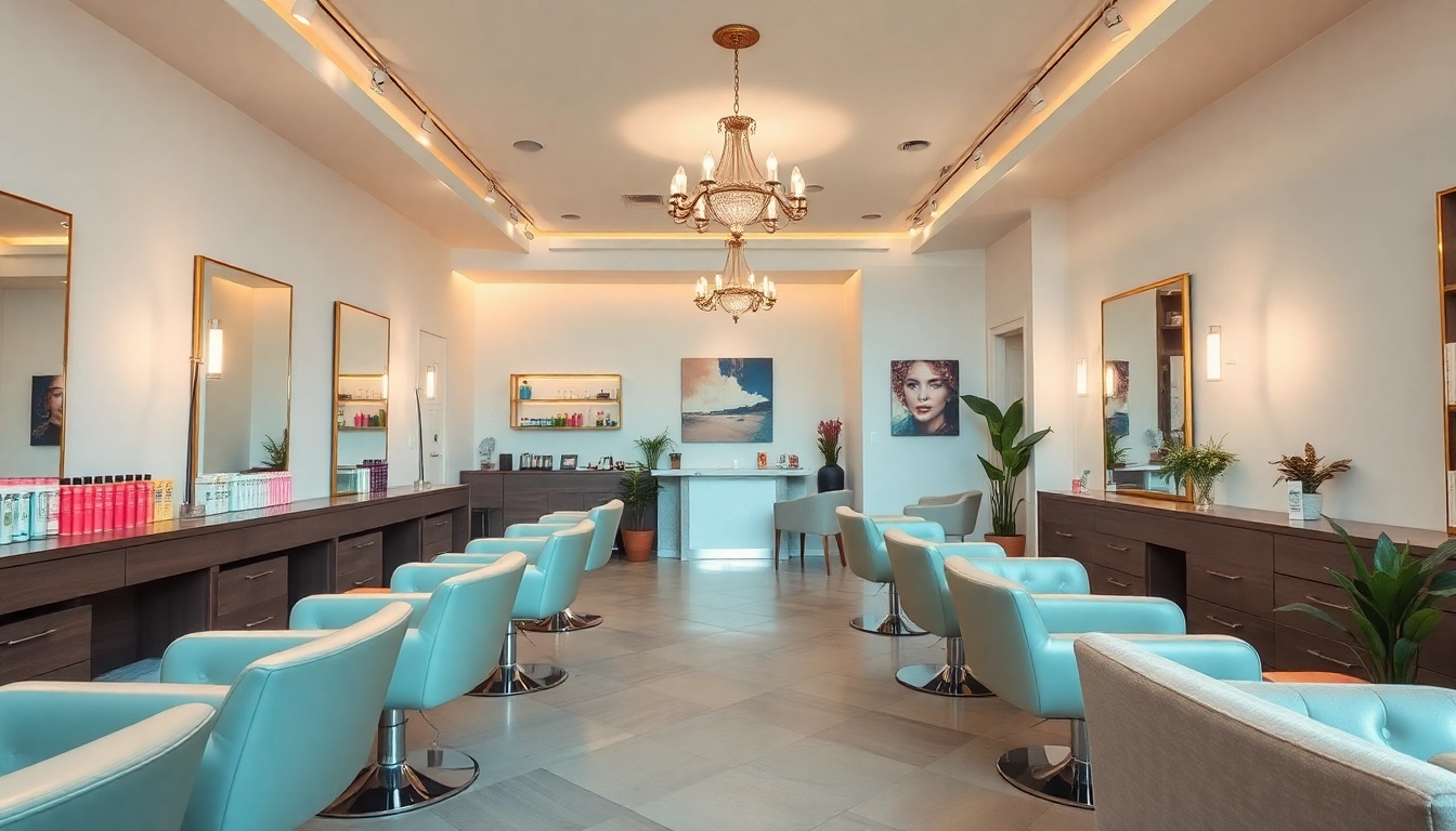 Elegant interior of Omnia Salon with warm lighting and eco-friendly decor, inviting clients to experience beauty services.