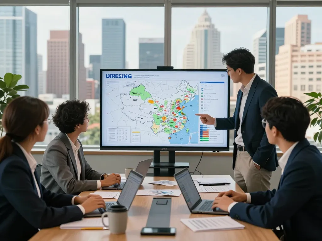 Nationwide investors group collaboration in a modern office with investment plans and market charts.