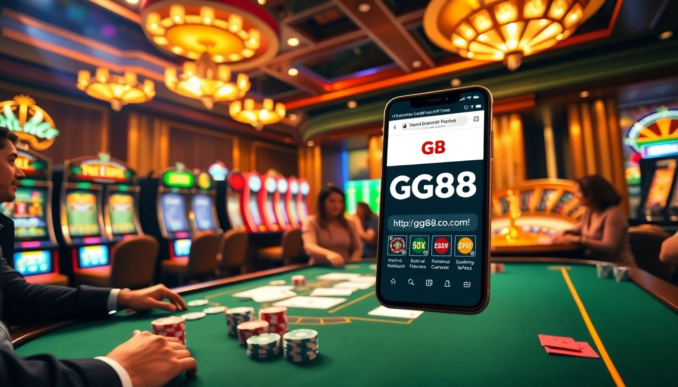 Experience thrilling gambling vibes at https://gg88.co.com/ with vibrant chip stacks and dynamic players.
