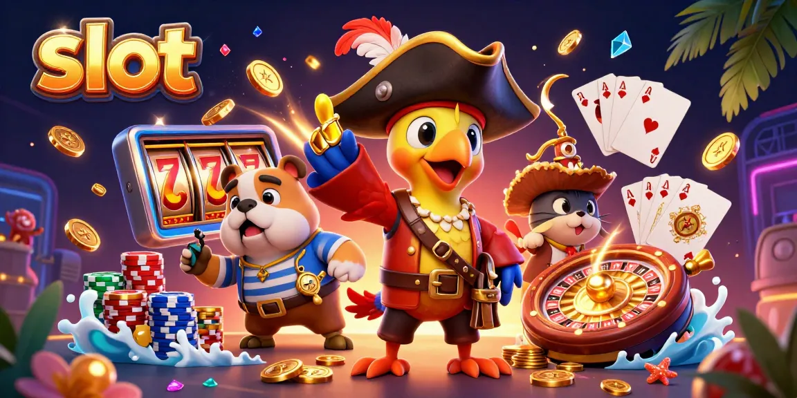 Engage in thrilling slot machine action with vibrant coins and characters in an exciting casino setting.
