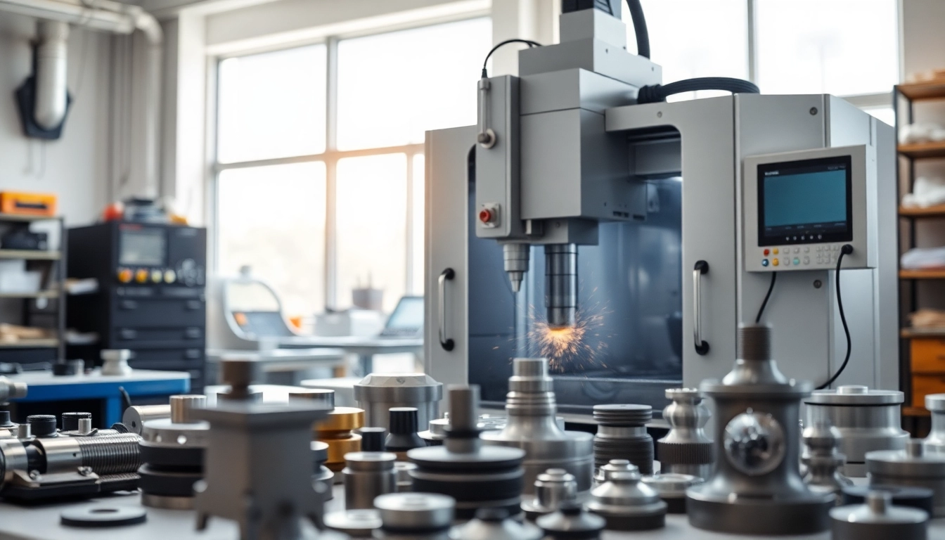 Showcase of Chiheng Custom CNC Machining highlighting precision equipment and custom metal parts.