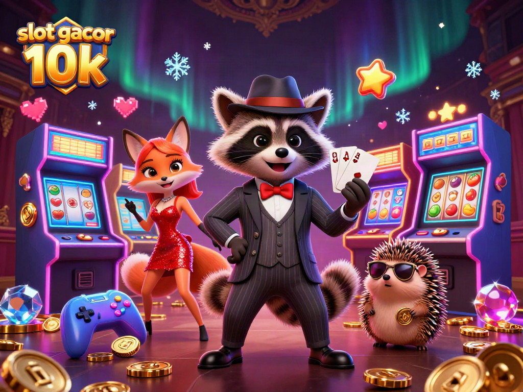 Experience the thrill of winning with slot gacor 10k in this vibrant 3D casino scene.