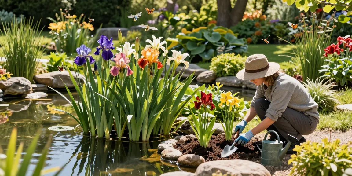 Buy Marginal Pond Plants while enhancing your garden pond's vibrancy with colorful iris and ornamental grasses.