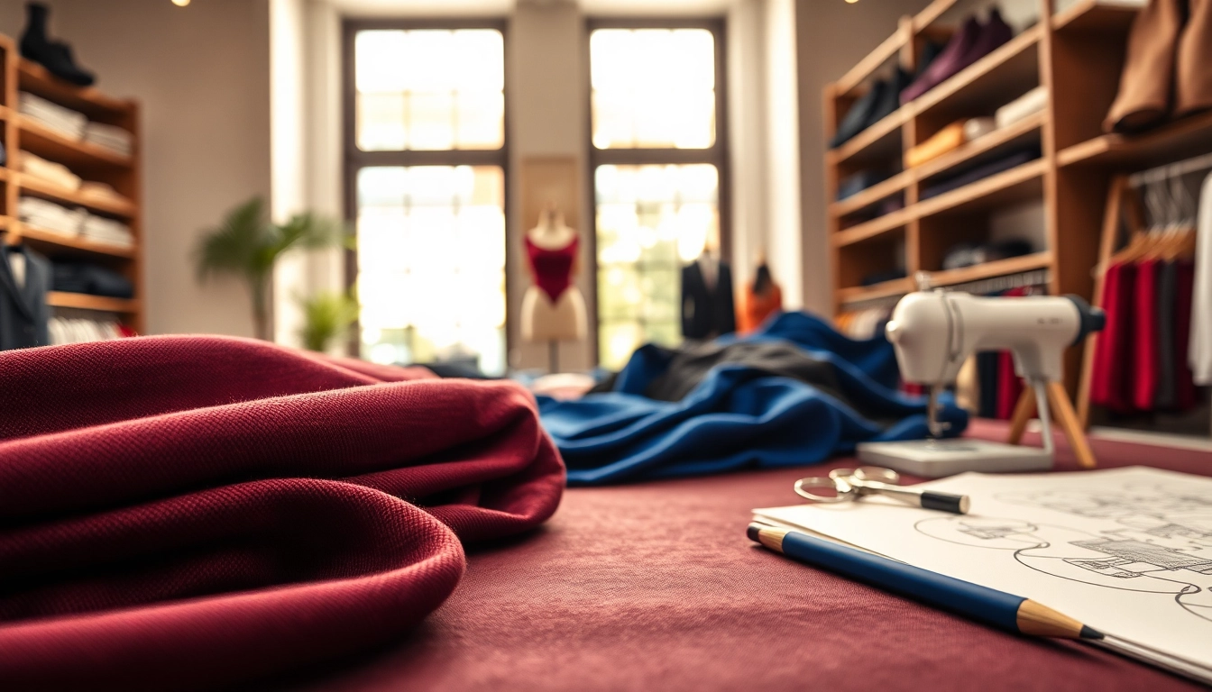 Punta di Roma stof met rijke texturen en kleuren in een modewinkel.
