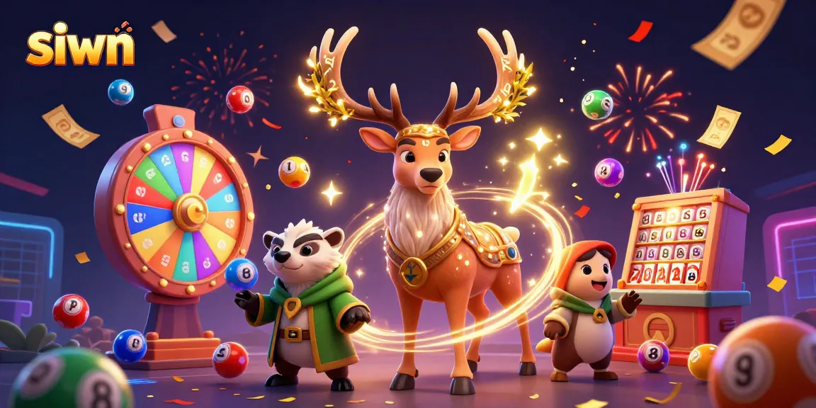 Experience siwn's vibrant casino magic with a Celtic druid stag and wise badger amidst lottery excitement.