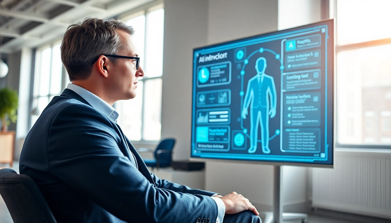 Engaged candidate navigating AI Interviews in a modern virtual setup showcasing real-time feedback.