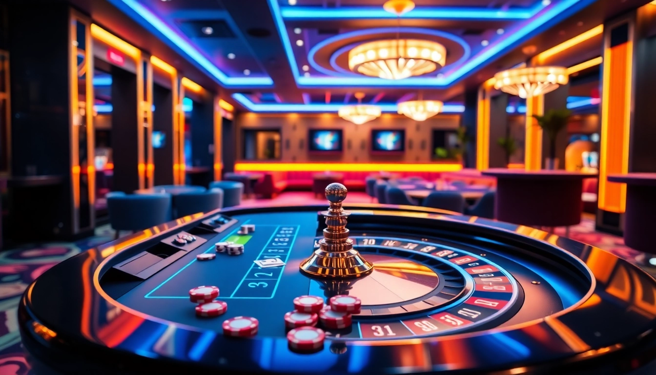 Engaging atmosphere of the casino at https://whycazino.com with a sleek gaming table and vibrant colors.