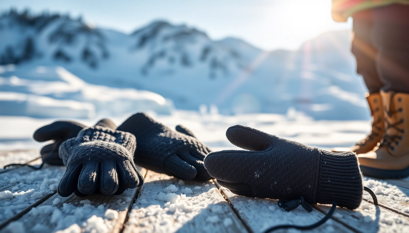 Handwarmers on a snowy table surrounded by winter gear, emphasizing warmth amid the cold.