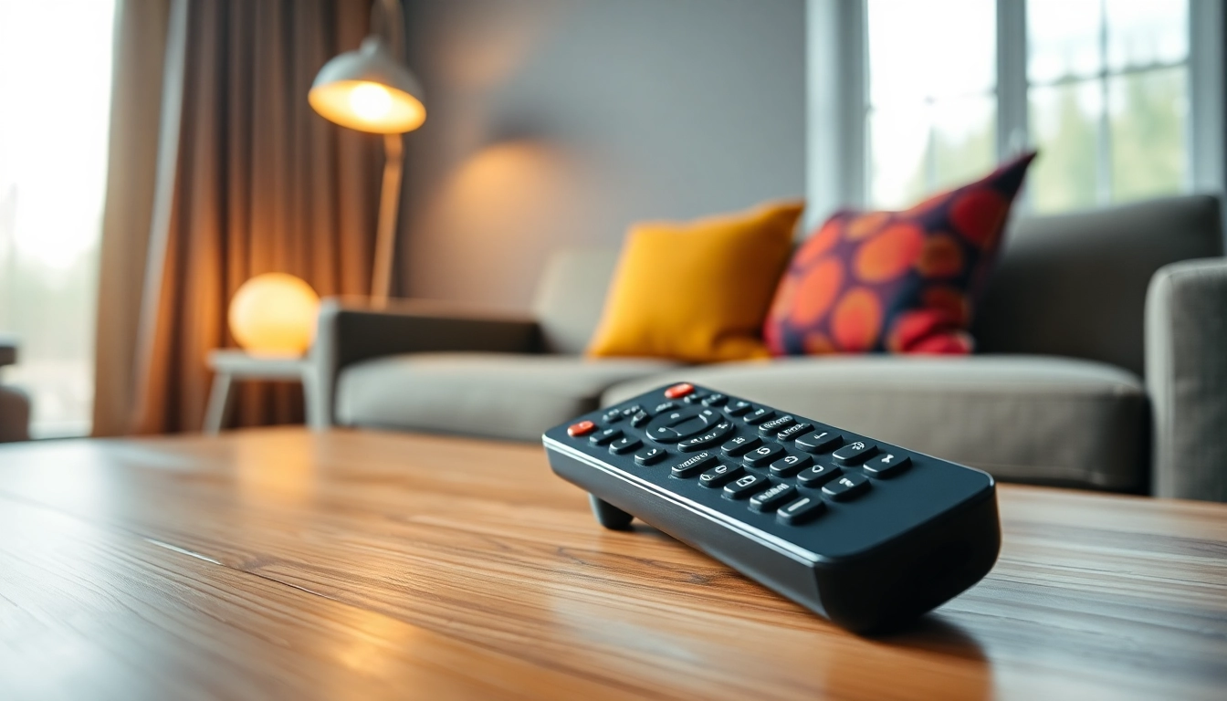 Bedienen Sie die LG Fernbedienung 42LA in einem modernen Wohnzimmer mit warmen Akzenten.