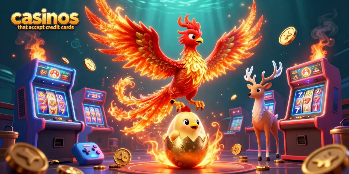 Engage with the fiery phoenix emblem of casinos that accept credit cards in a vibrant gaming realm.