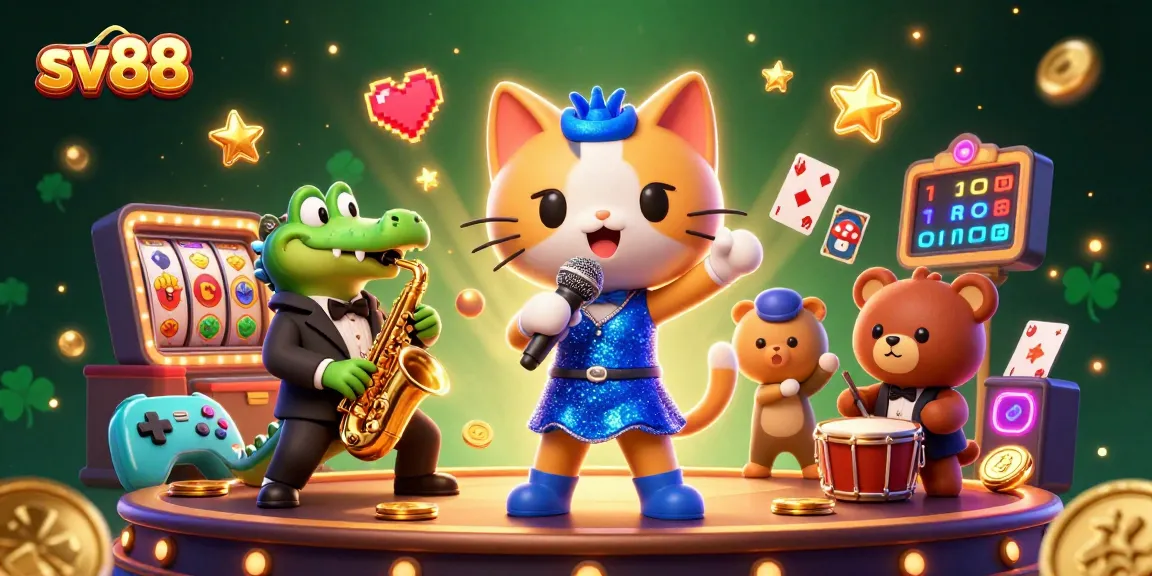 Experience thrilling slots at sv88 with cartoon characters in a vibrant casino atmosphere